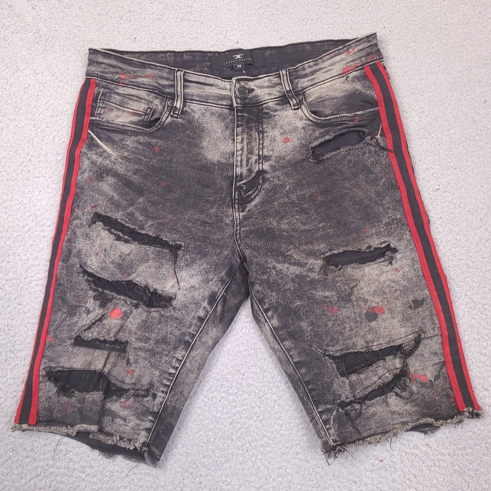 Jordan Craig Legacy Edition‎ Denim Shorts Mens 34 Black Jean Distressed Stretch